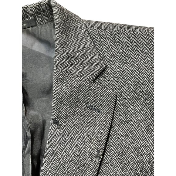 Lauren Ralph Lauren 48L Gray Herringbone Wool Blazer With Notched Lapel DH8 - Picture 5 of 11